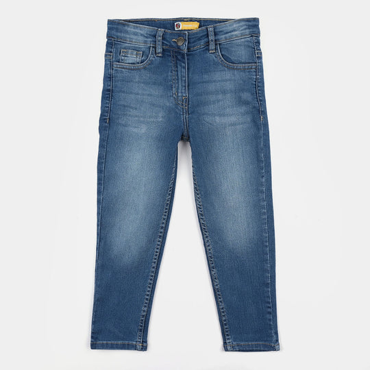 Girls Denim Rigid Pants Basic - Mid Blue