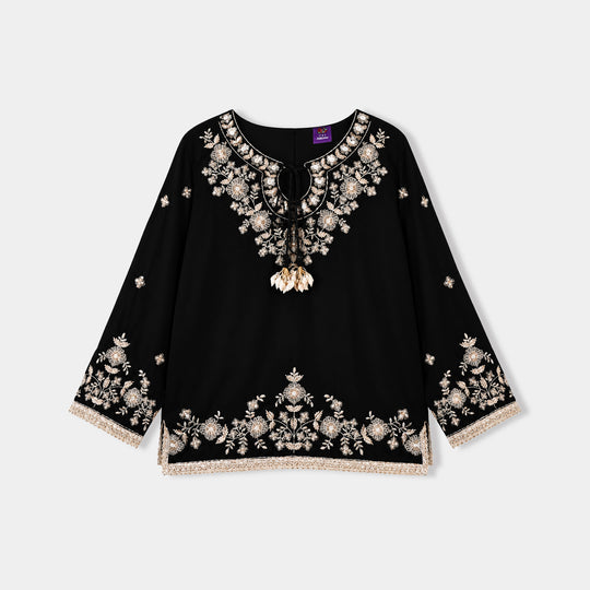 Girls Velvet 3Pcs Luxe Grace-BLACK