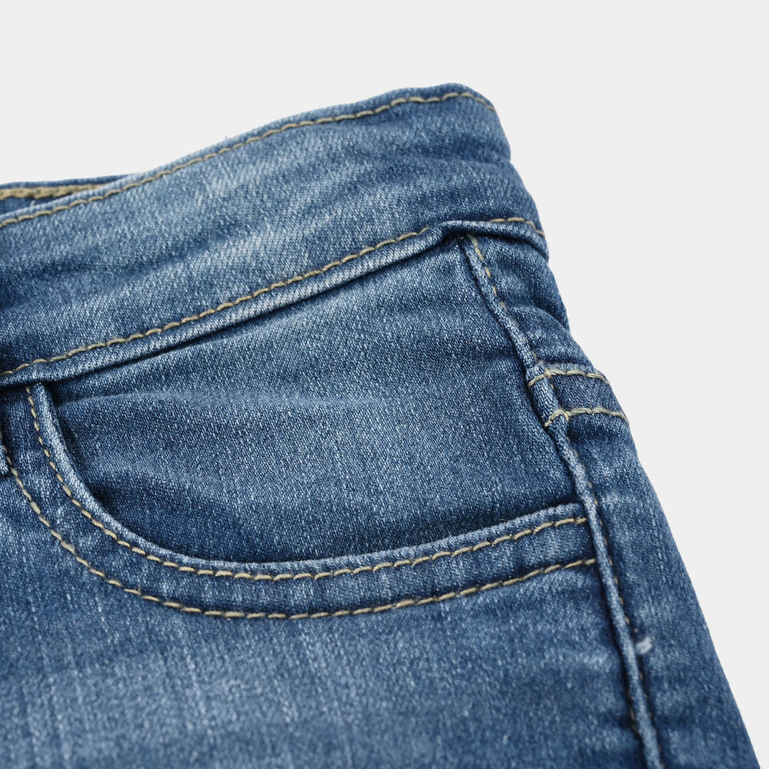 Girls Denim Rigid Pants Basic - Mid Blue