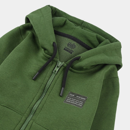 Boys Fleece Knitted Jacket Basic-Olive Green