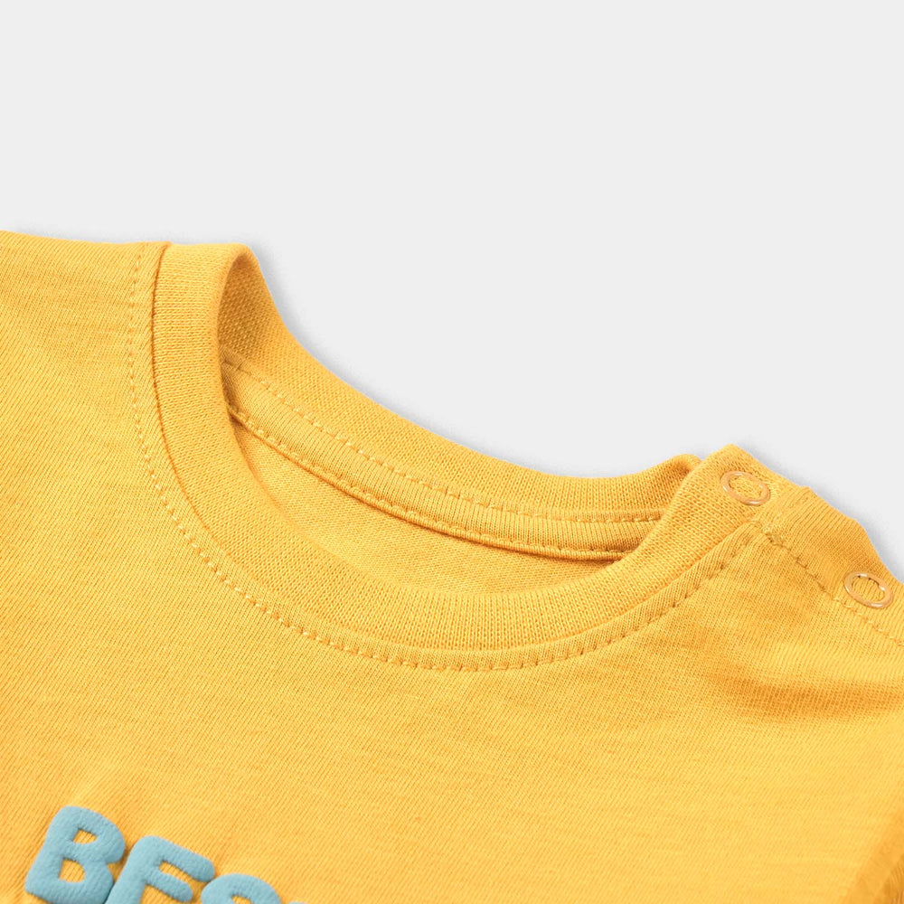 Infant Boys Cotton Jersey Round Neck T-Shirt Best Buddies-Artisan Gold