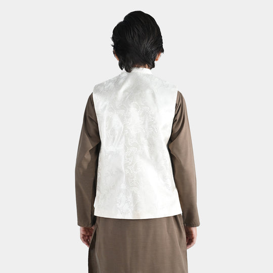 Boys Poly Viscose Waistcoat - Off White