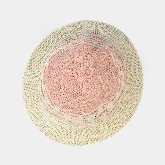 Cute Baby Straw Round Cap/Hat with Elastic | 12M+