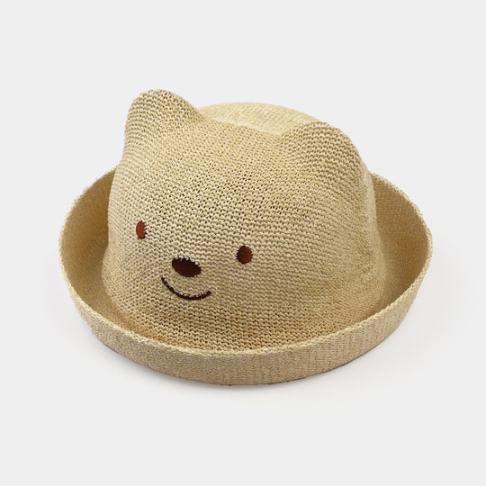 Cute Baby Straw Round Cap/Hat with Elastic | 12M+