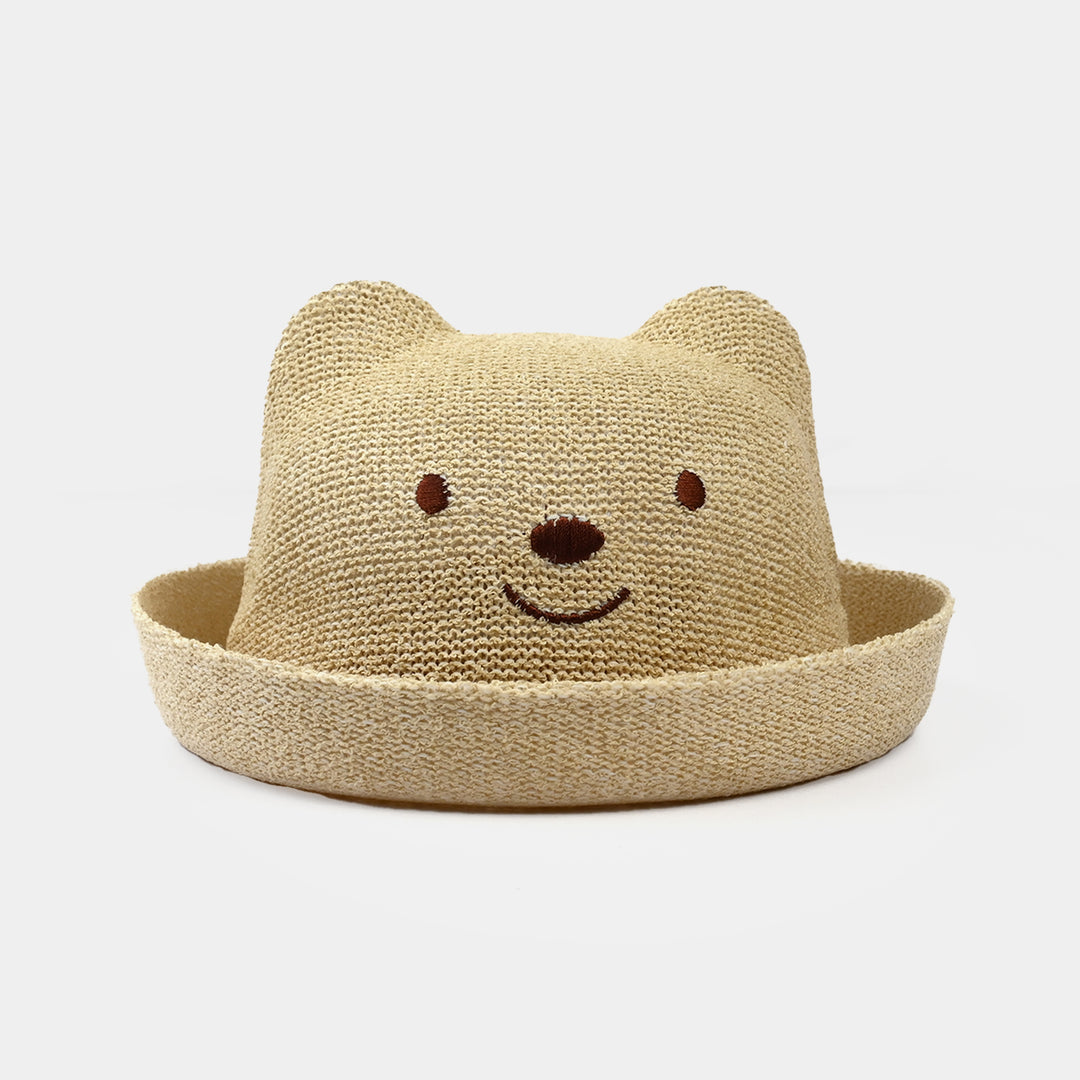 Cute Baby Straw Round Cap/Hat with Elastic | 12M+