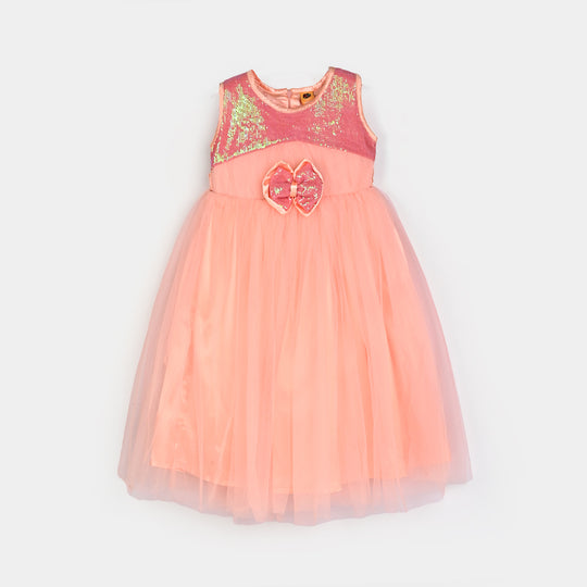 Girls Sequence Fancy Frock Gorgeous-Peach