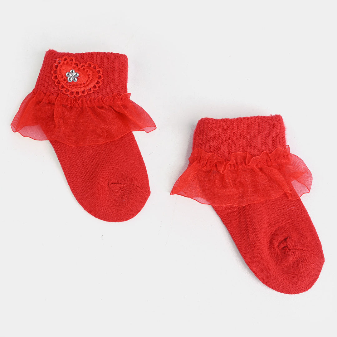 Girls Fashion Frill Socks |Red | 6-12Months