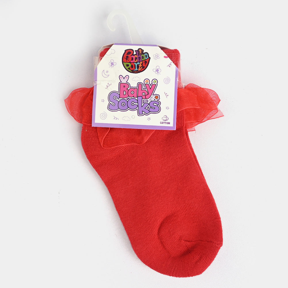 Girls Fashion Frill Socks |Red | 1-2Years