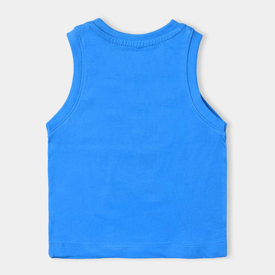 Infant Boys Slub Jersey Sando Lion -B. Blue