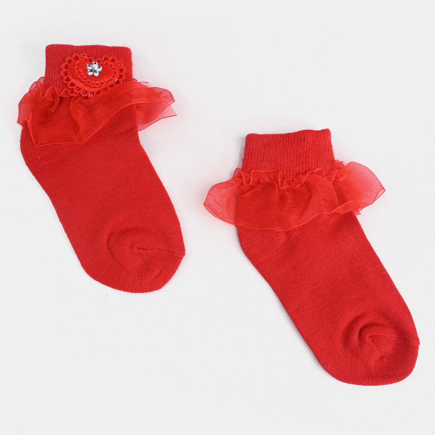 Girls Fashion Frill Socks |Red | 1-2Years