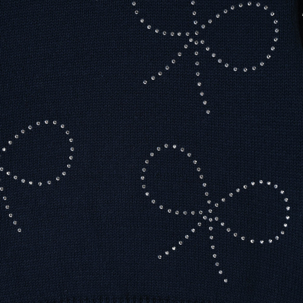 Girls Acrylic Sweater Bow Studs-NAVY