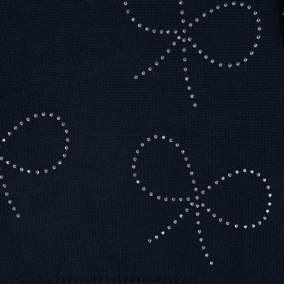 Girls Acrylic Sweater Bow Studs-NAVY