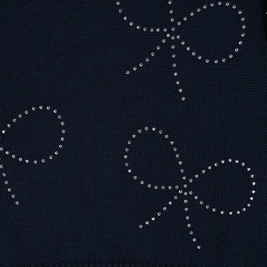 Girls Acrylic Sweater Bow Studs-NAVY