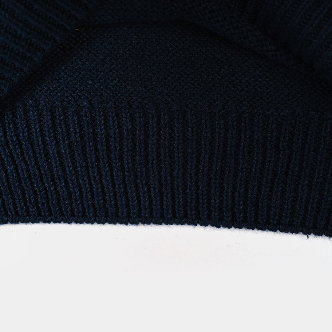 Girls Acrylic Sweater Bow Studs-NAVY