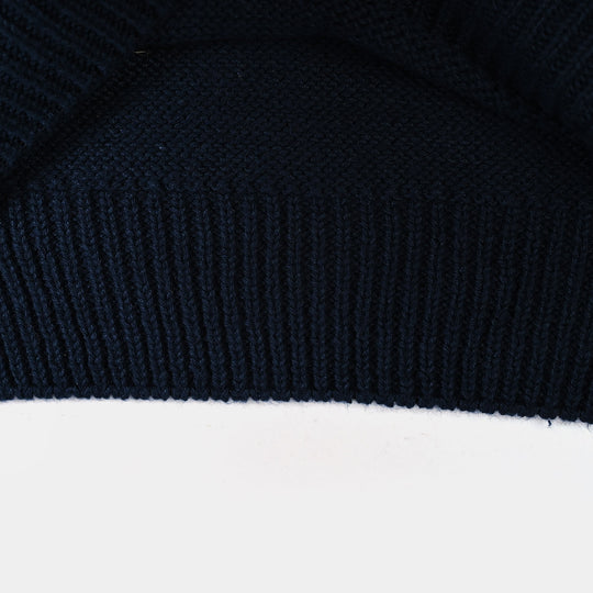 Girls Acrylic Sweater Bow Studs-NAVY