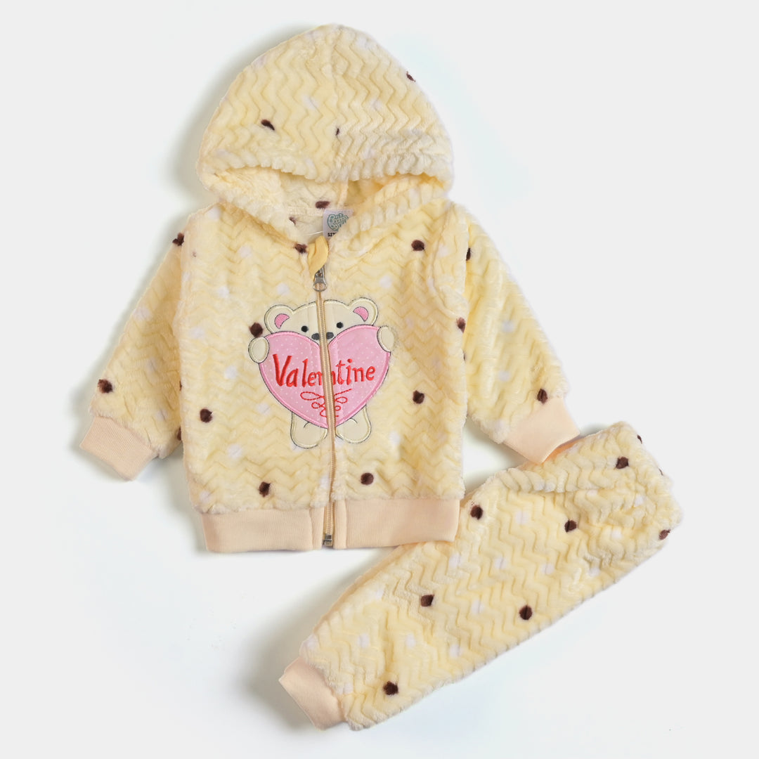 Infant Girls Sherpa 2Pcs Suit Valentine - Cream