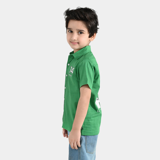 Boys Cotton Slub Shirt H/S (Azadi)-Green