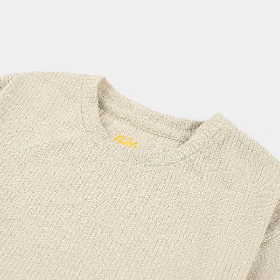 Girls 2x1 Rib T-Shirt Lurex – Green