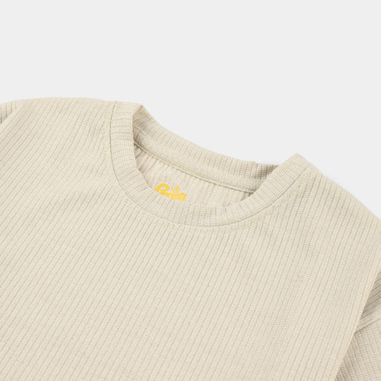 Girls 2x1 Rib T-Shirt Lurex – Green