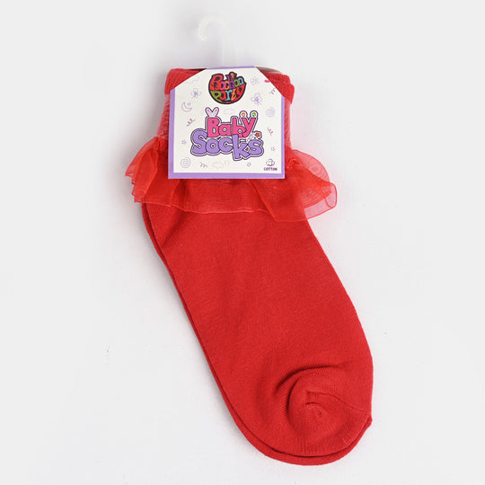 Girls Fashion Frill Socks |Red | 2-3Years