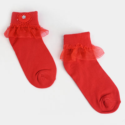 Girls Fashion Frill Socks |Red | 2-3Years