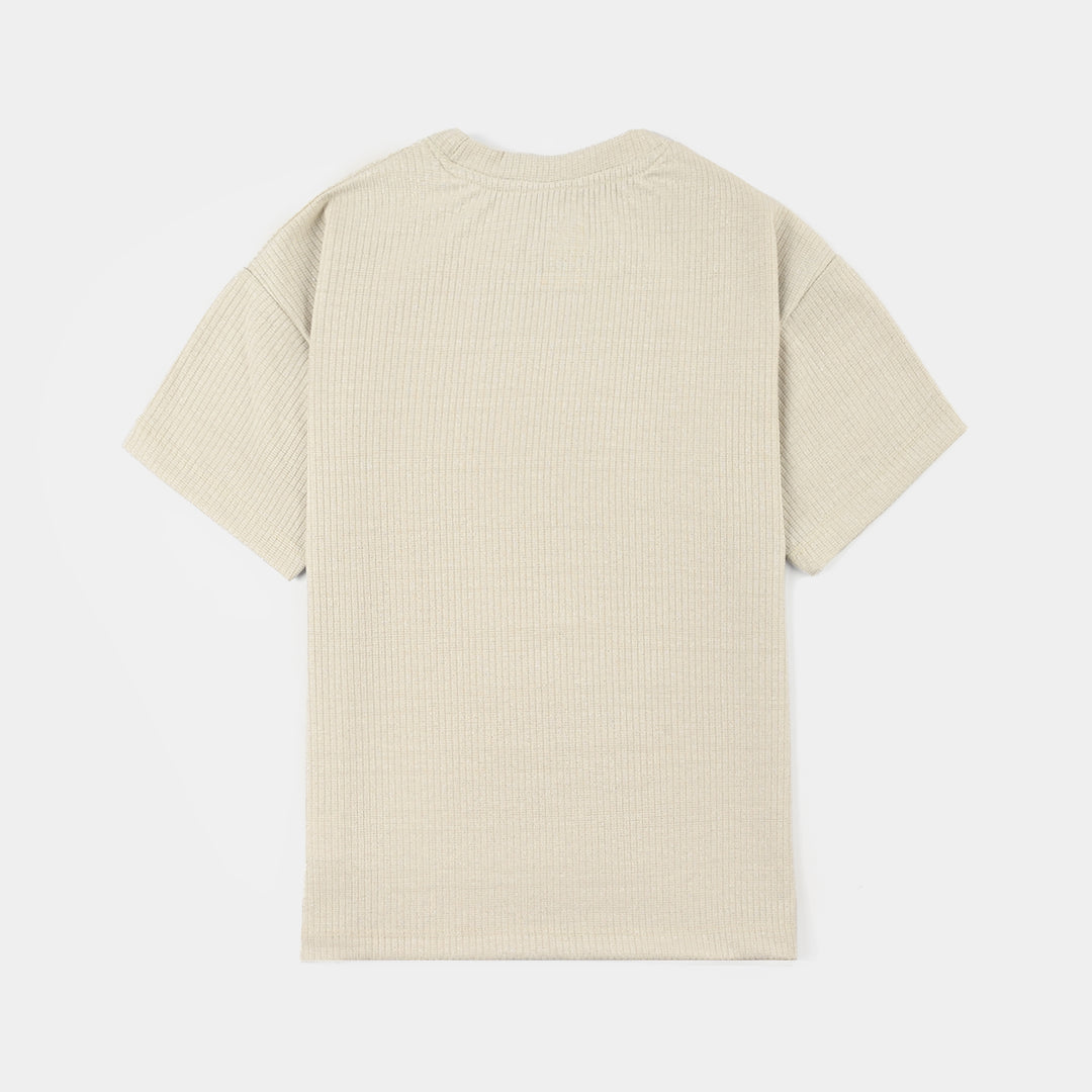 Girls 2x1 Rib T-Shirt Lurex – Green