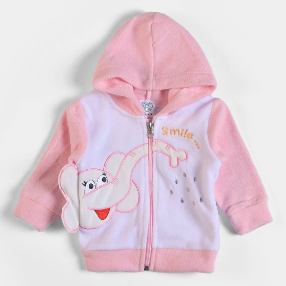 Infant Girls Velour 2Pcs Suit Elephant - Pink