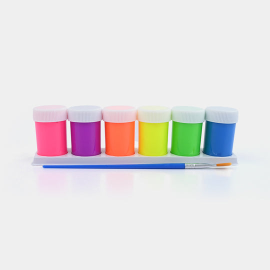 6-Color Neon Poster Paint Art Set with Brush