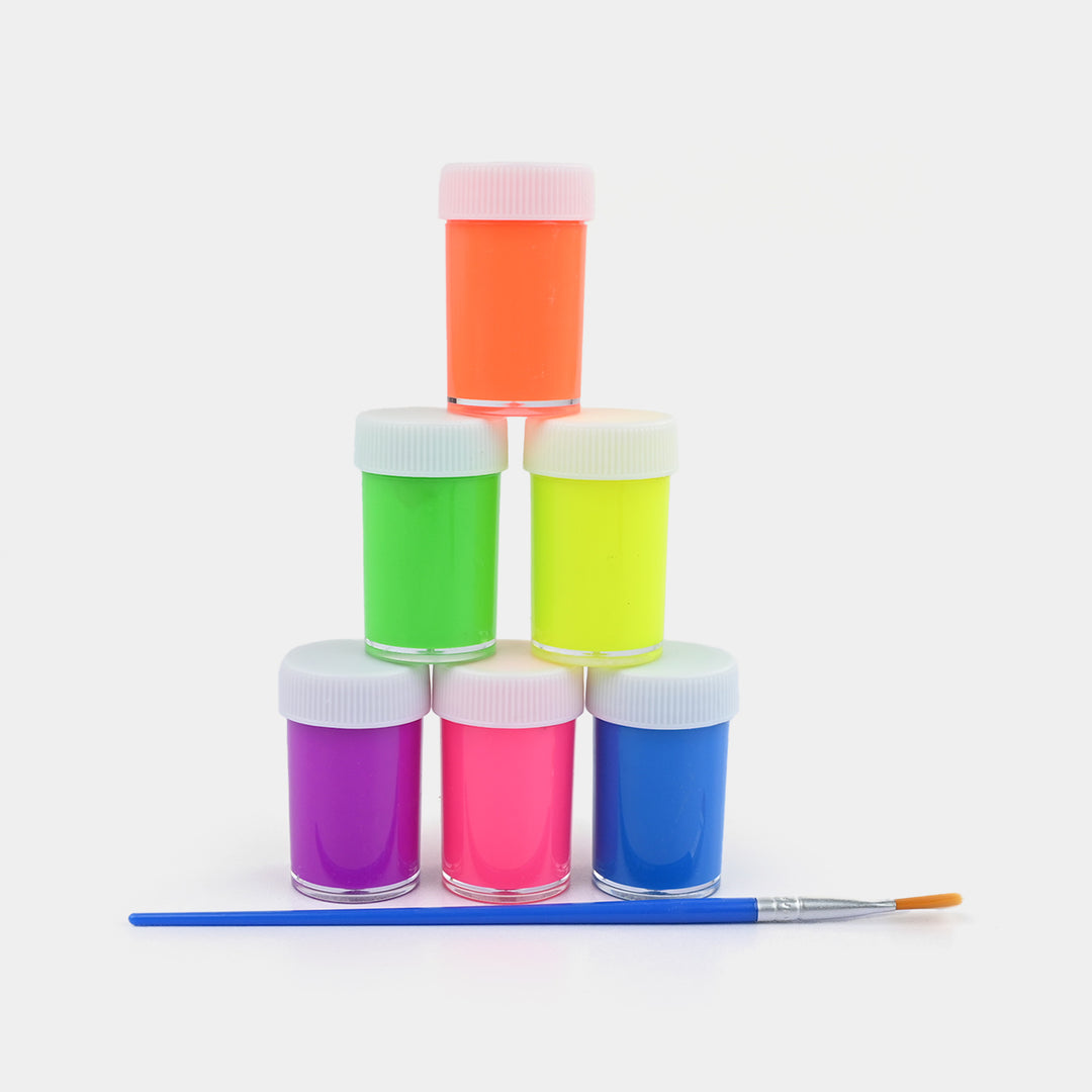 6-Color Neon Poster Paint Art Set with Brush