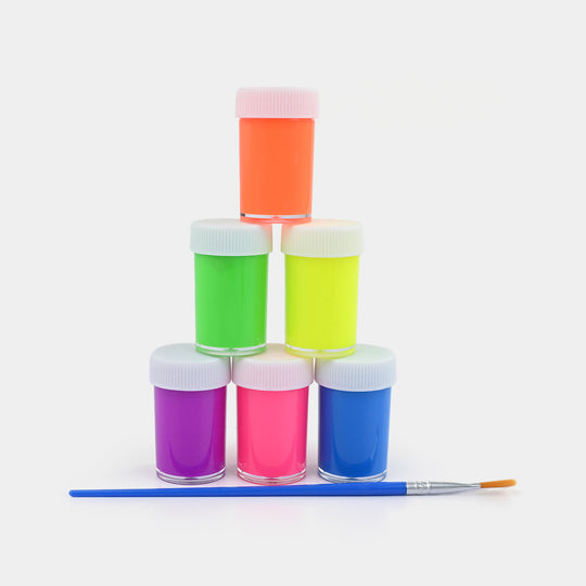 6-Color Neon Poster Paint Art Set with Brush