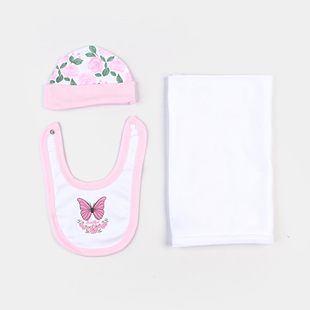 Infant Girls Cotton Interlock 5PCs Set-Pink/White