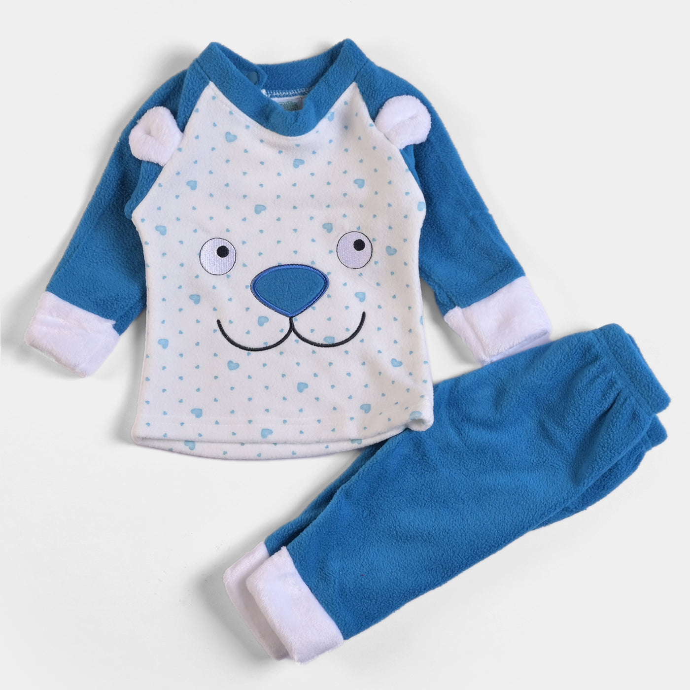 Infant Unisex Baby 2PC Suit Bear Face - Blue