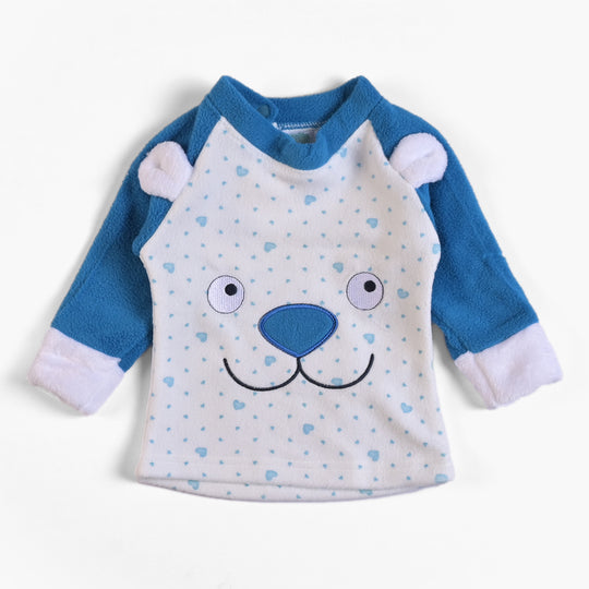 Infant Unisex Baby 2PC Suit Bear Face - Blue