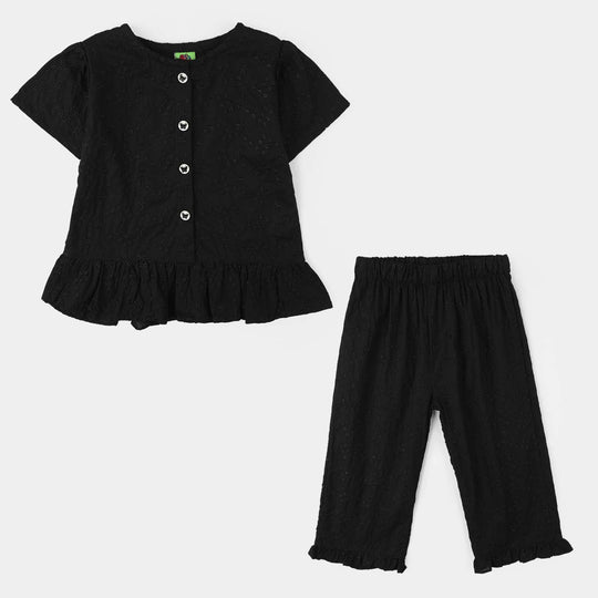 Infant Girls Chicken Kari 2 Pc Suit-Black Jacquard-BLACK