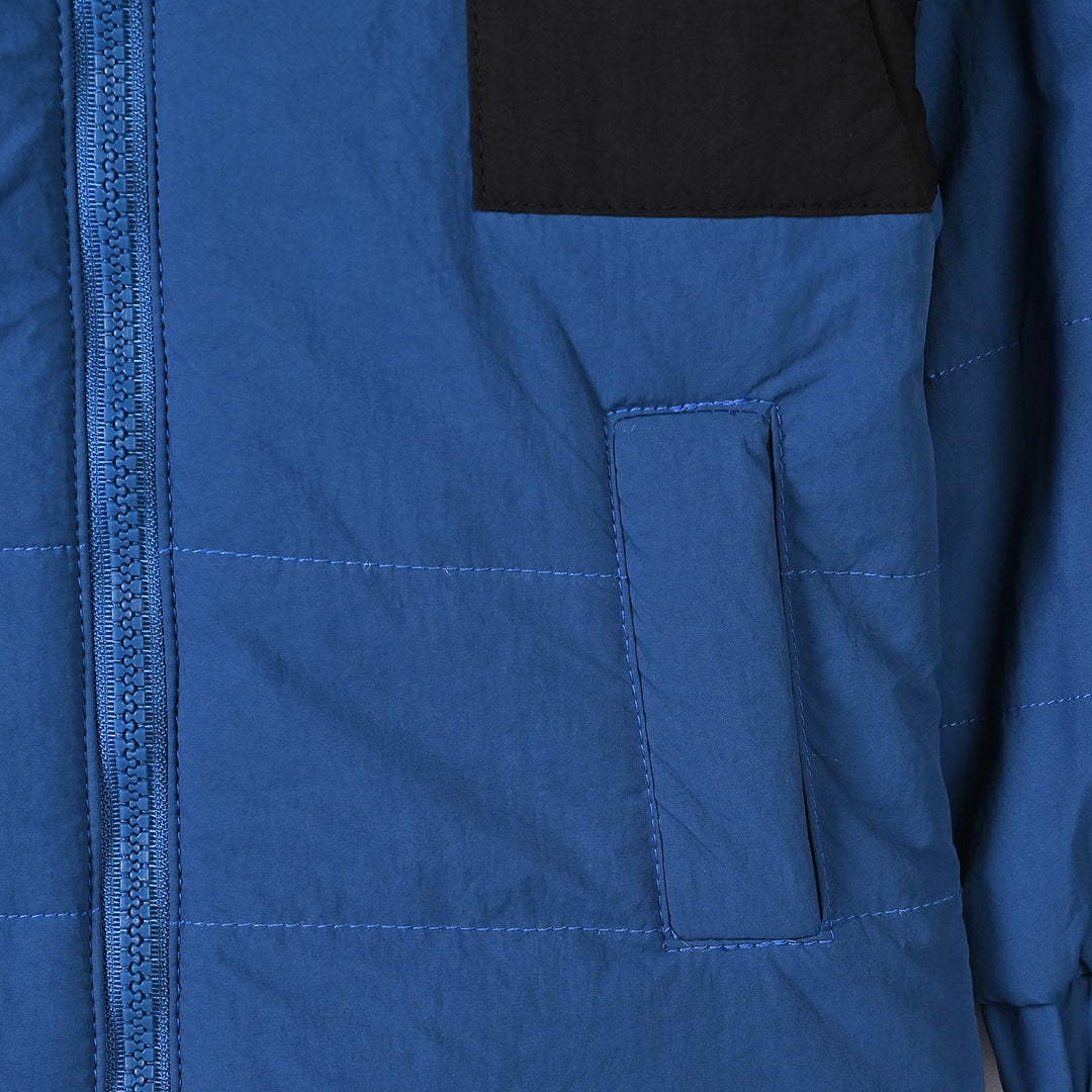 Boys Polyester Puffer Jacket Puller-Blue