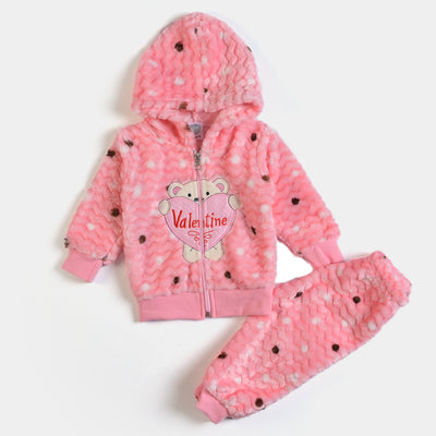 Infant Girls Sherpa 2Pcs Suit Valentine - Pink