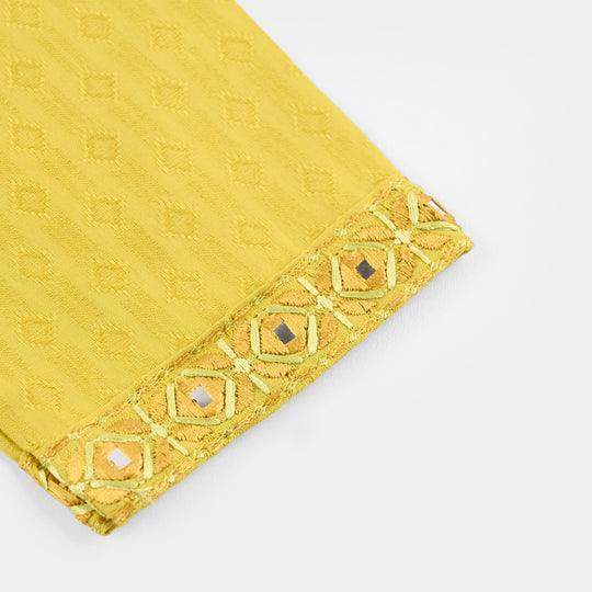 Girls Jacquard Embroidered Kurti (Roshan) – Yellow