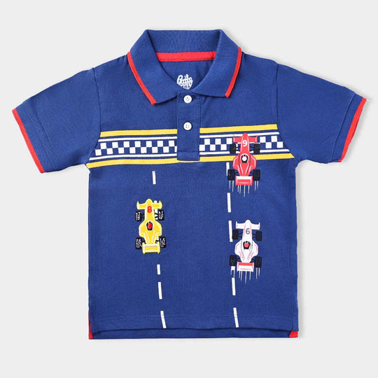 Infant Boys Cotton PK Polo Car-True Navy