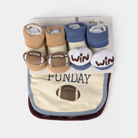 Baby Bibs & Booties Set | 4 Pcs