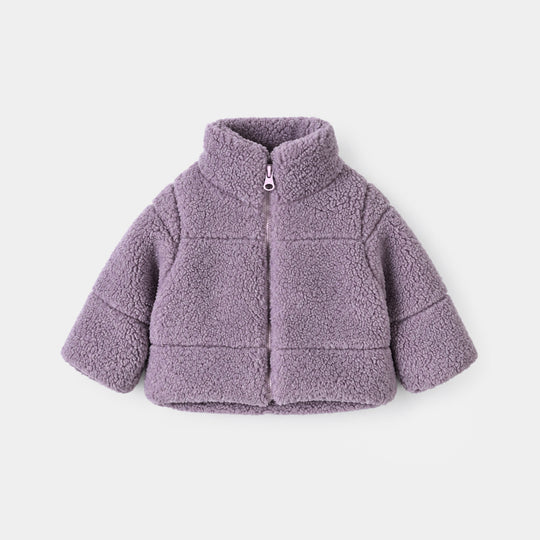 Infant Girls Sherpa Puffer Jacket Round-Purple