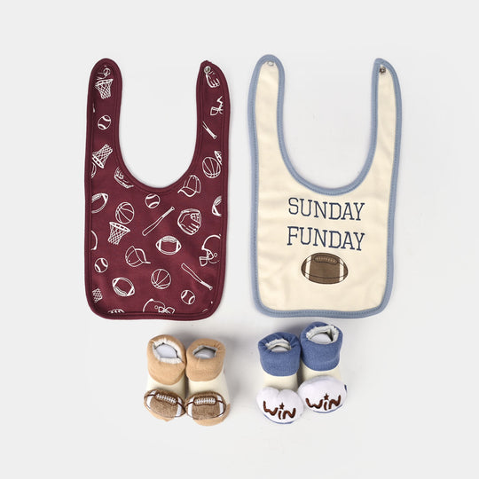 Baby Bibs & Booties Set | 4 Pcs