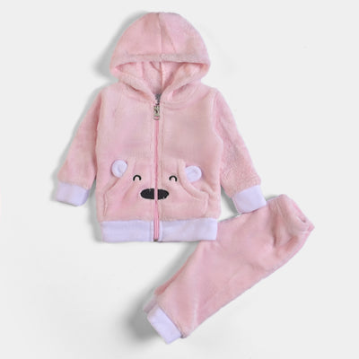 Infant Girls Velour 2Pcs Suit Bear - Light Pink