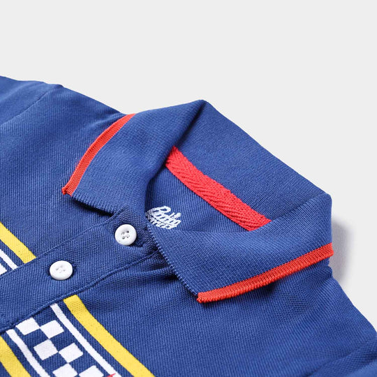 Infant Boys Cotton PK Polo Car-True Navy