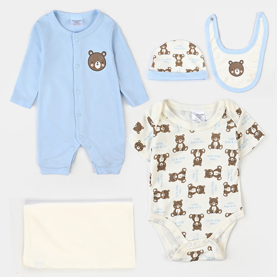 Infant Boys Cotton Interlock 5PCs Set-White/Blue