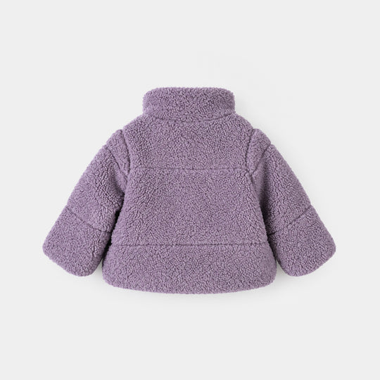 Infant Girls Sherpa Puffer Jacket Round-Purple