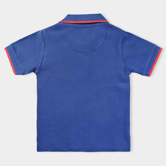 Infant Boys Cotton PK Polo Car-True Navy