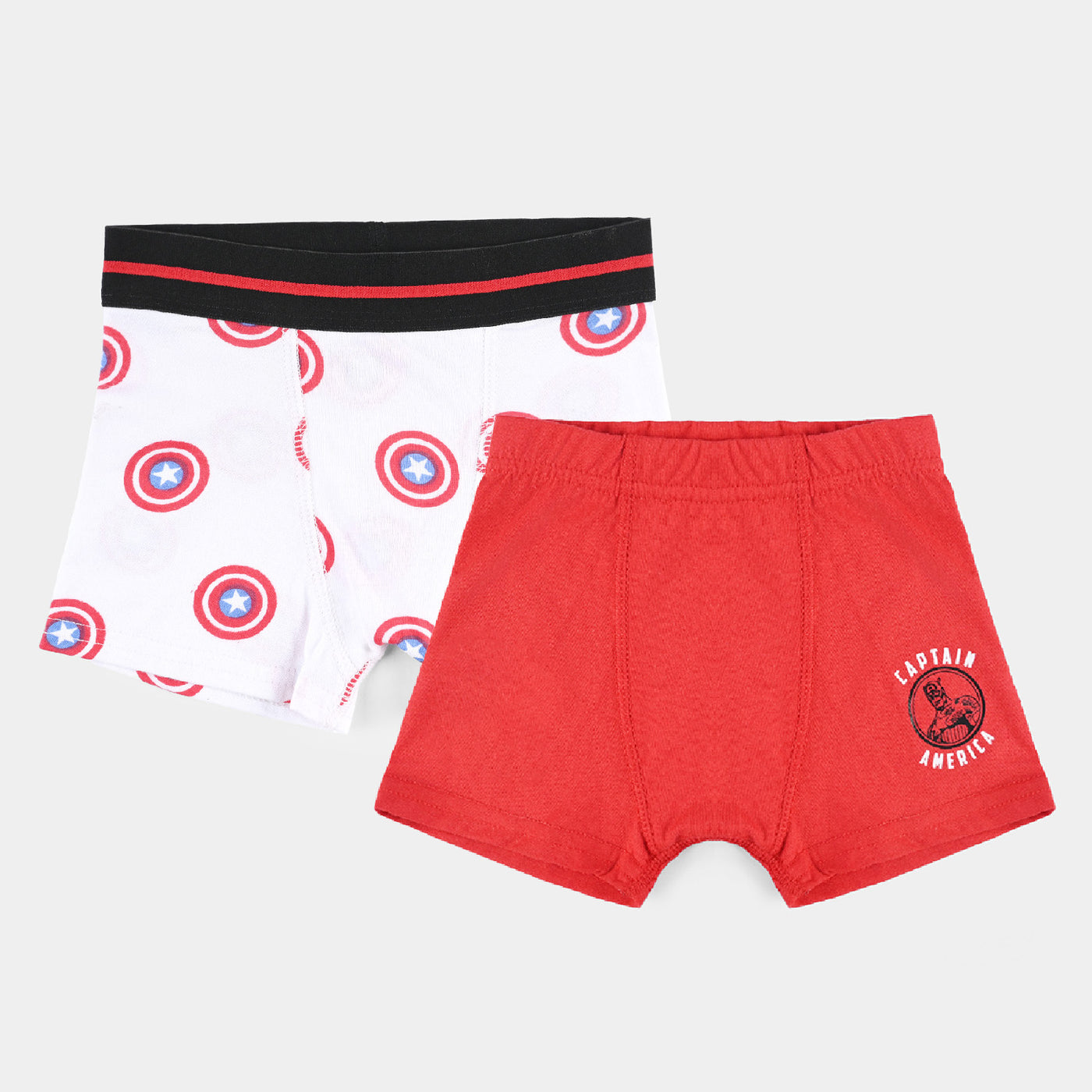 Boys Cotton Jersey Boxer Pack of 2 Captain America-Red/White