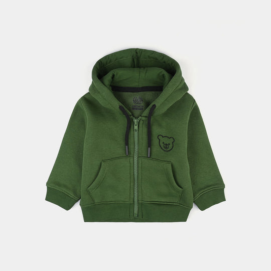 Infant Boys Fleece Knitted Jacket Basic-Olive Green