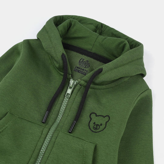 Infant Boys Fleece Knitted Jacket Basic-Olive Green