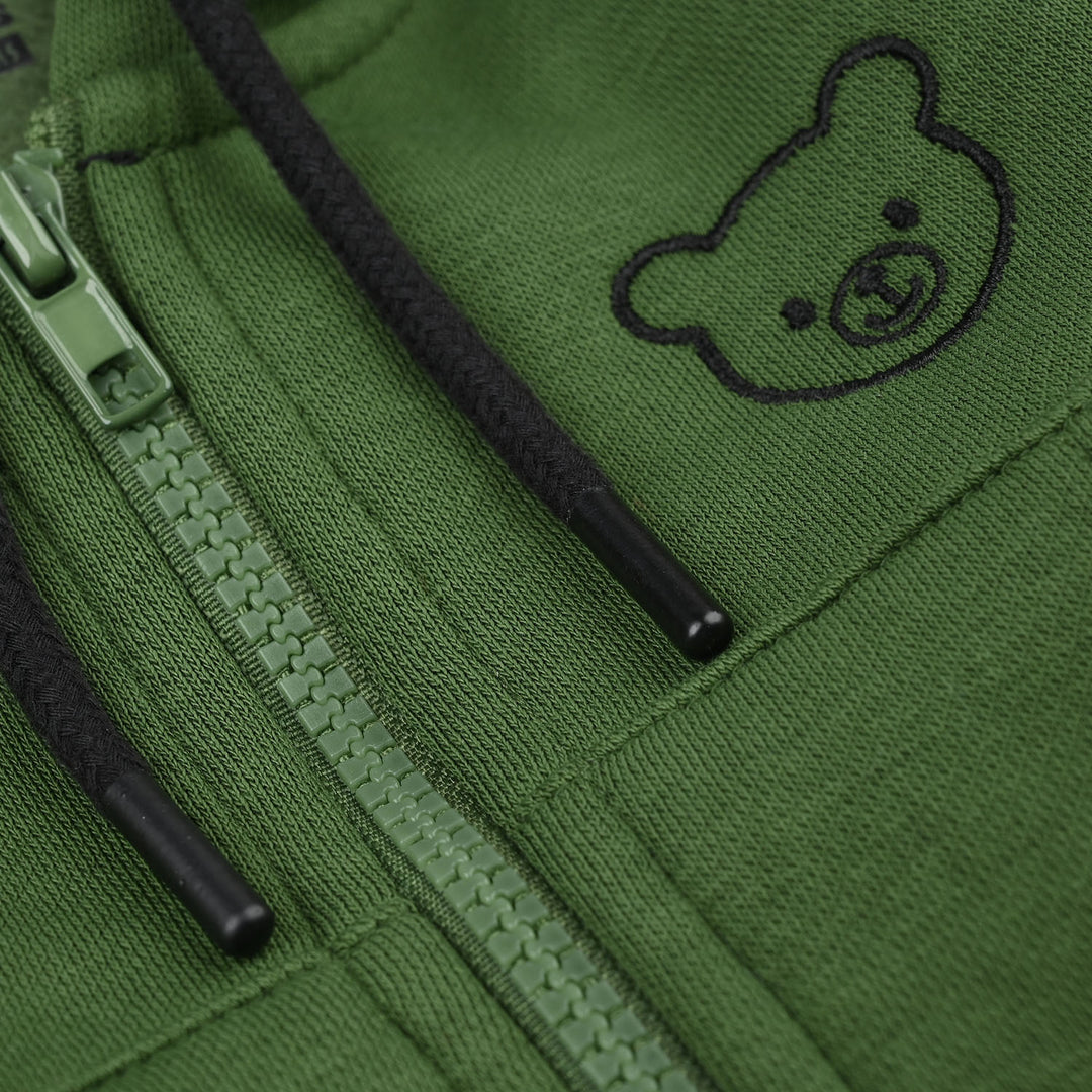 Infant Boys Fleece Knitted Jacket Basic-Olive Green